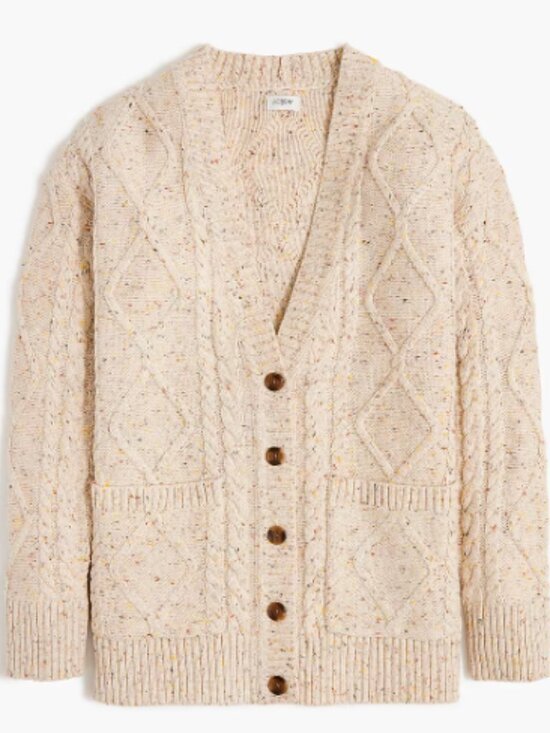 J. Crew Factory Sweaters - J Crew Factory Cream Cable-Knit Button Cardigan Sweater Size XS